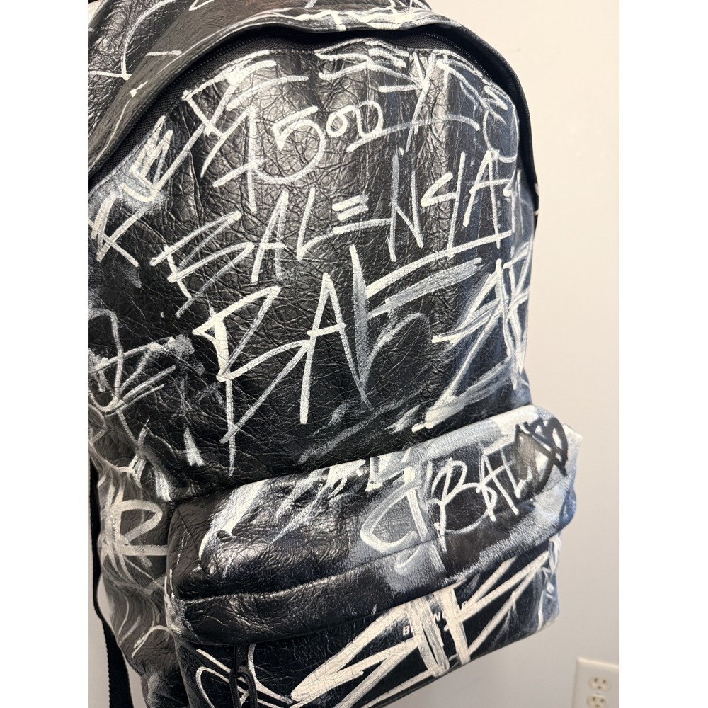 Balenciaga Explorer Graffiti Backpack Black Lambskin Rare Dustbag - Picture 15 of 16